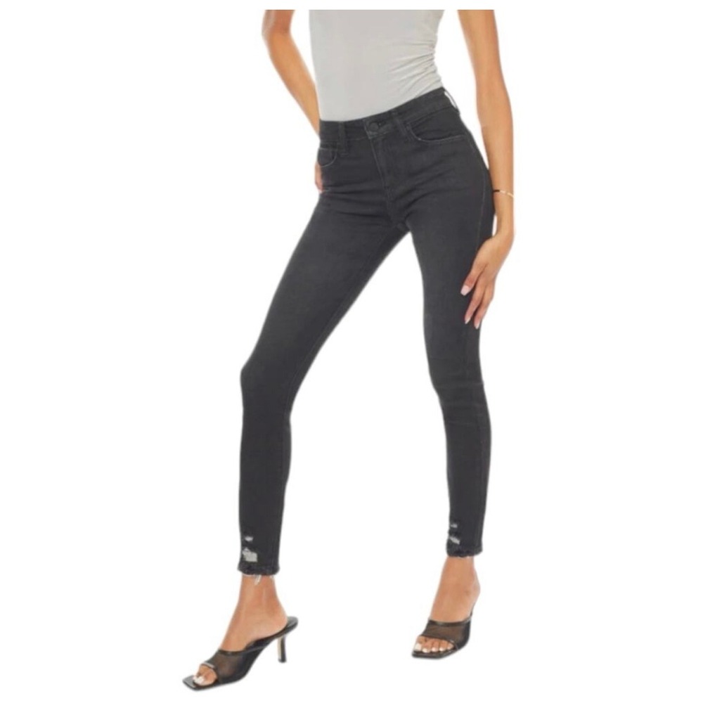 KanCan  High Rise Skinny Jeans Faded Black Distressed Hem KC9134LG Size‎ 3/25